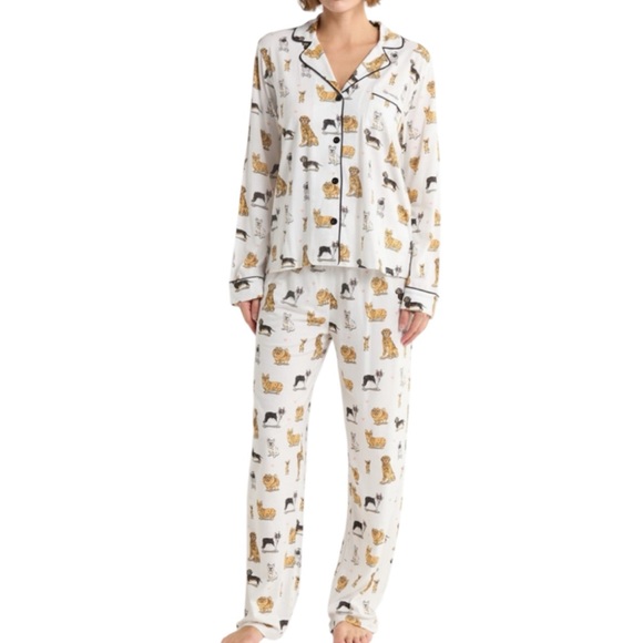 P.J. Salvage Other - PJ Salvage Dog Print Long Sleeve Pajama Set in Ivory NWT Size Small